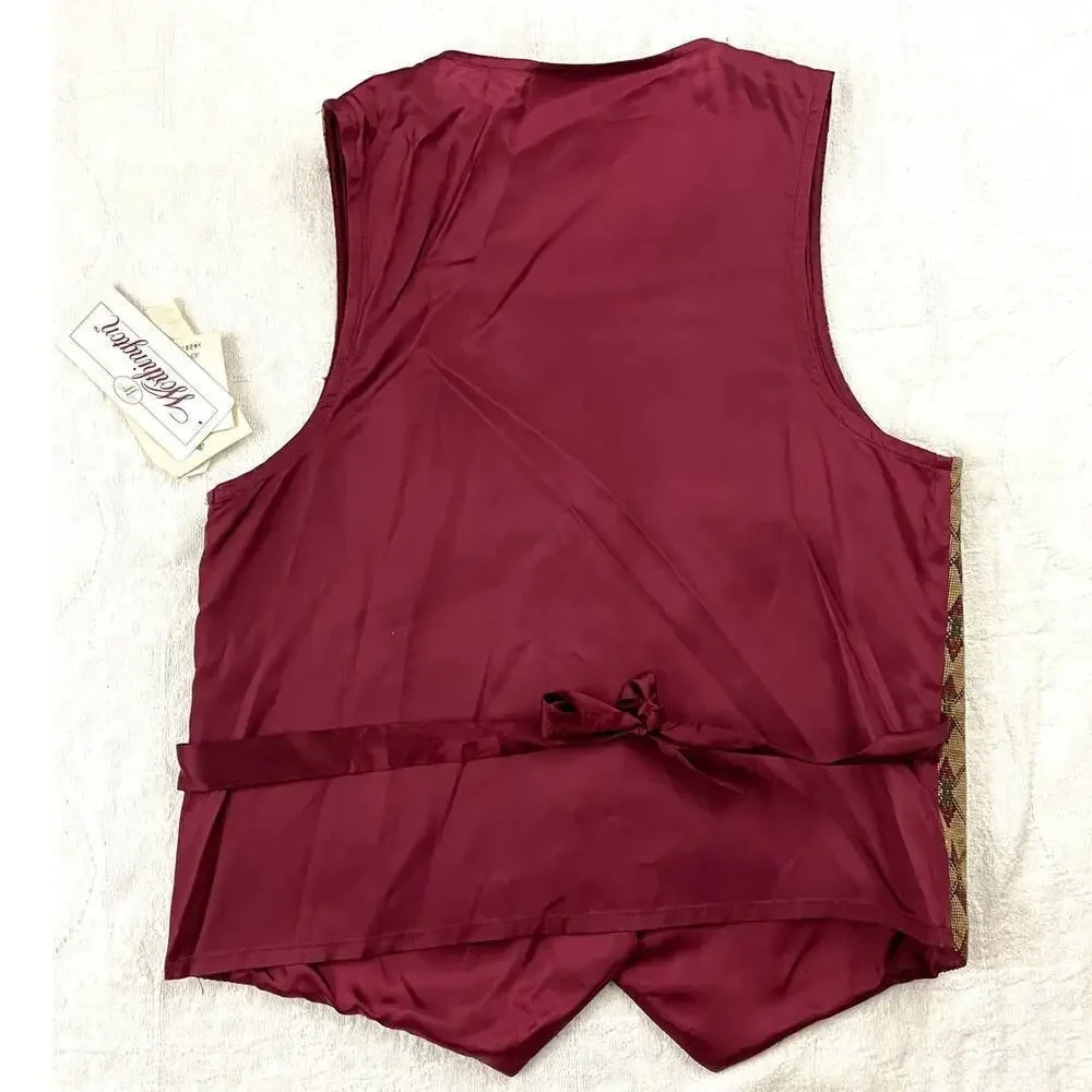VTG Worthington Burgundy‎ Vest MEDIUM | Square Design | NWT Retro 90s Y2K USA